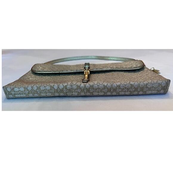 Coach Logo Y2K Hamptons Bag Vintage Tan and Gold Shimmering Metallic - Picture 9 of 10